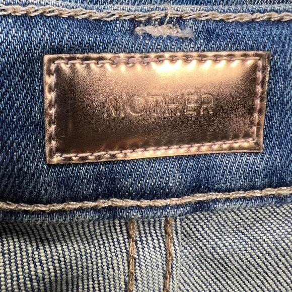 Mother The Patch Pocket Hustler Crop Jean Button Fly Half Raw Hem Size 25 - Picture 10 of 16